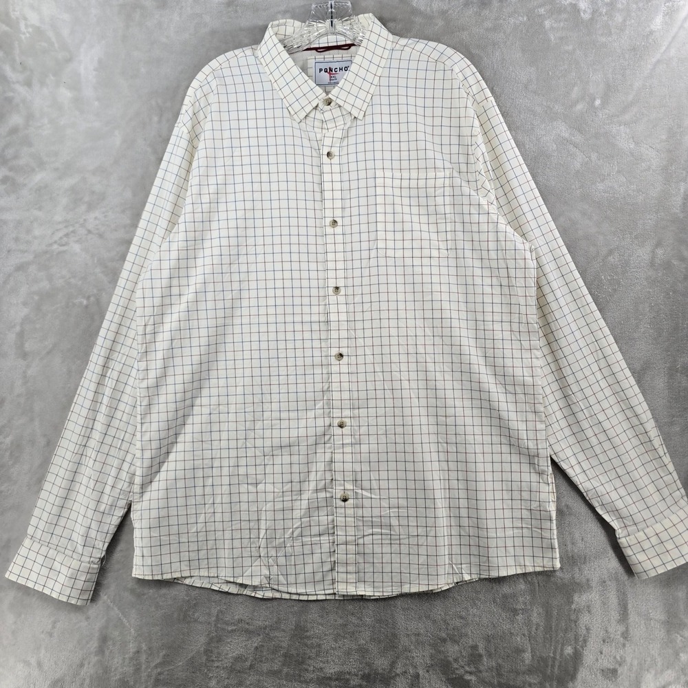 Poncho ultra-lite Fishing Shirt Mens XXL Slim White Blue Red Plaid Long Sleeve